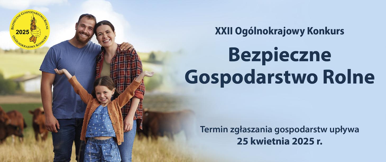 Plakat przedstawia rodziców z dzieckiem na polu.