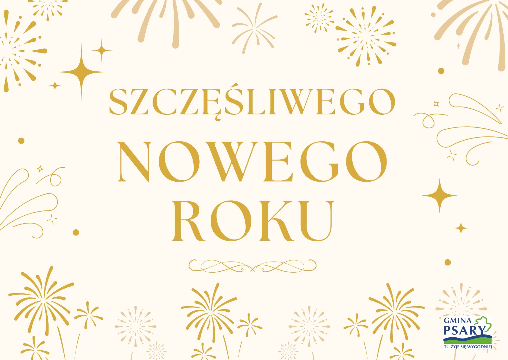 Grafika przedstawia życzenia z okazj Nowego Roku