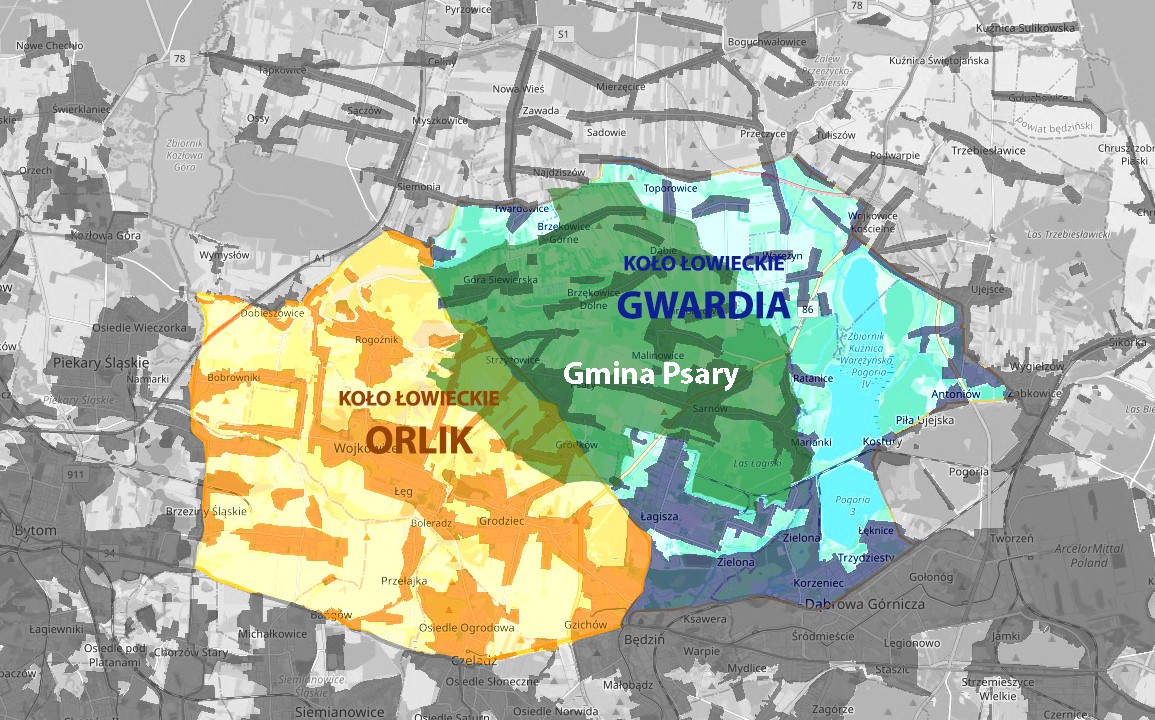 mapa kola lowieckie