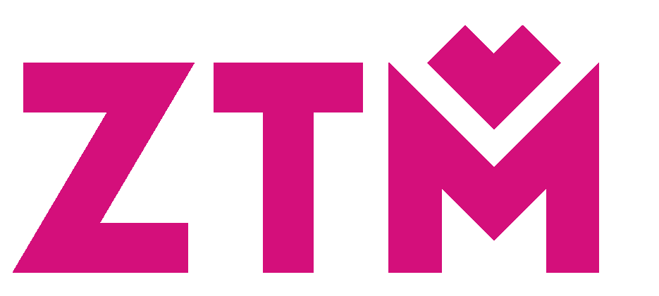 Grafika przedstawia logo ZTM w kolorze różowym