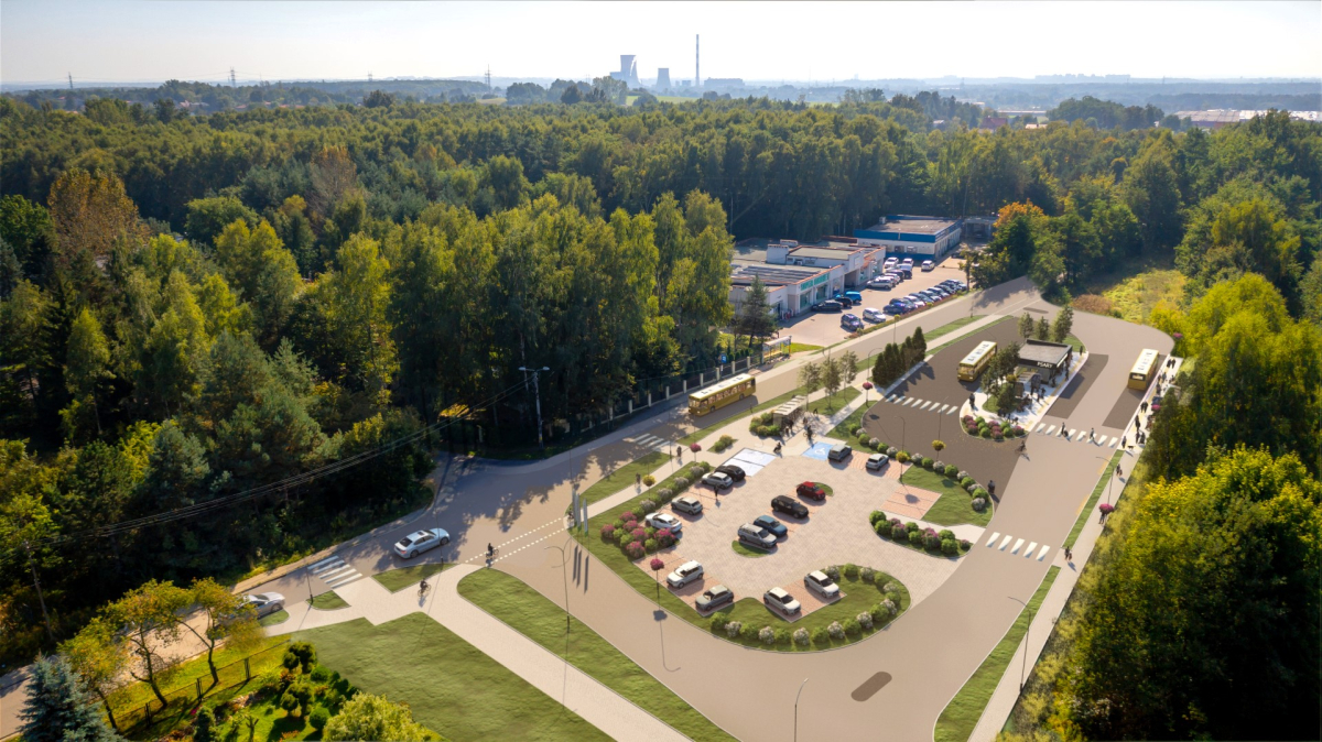 Zdjęcie przedstawia wizualizację centrum przesiadkowego, które powstanie w Psarach