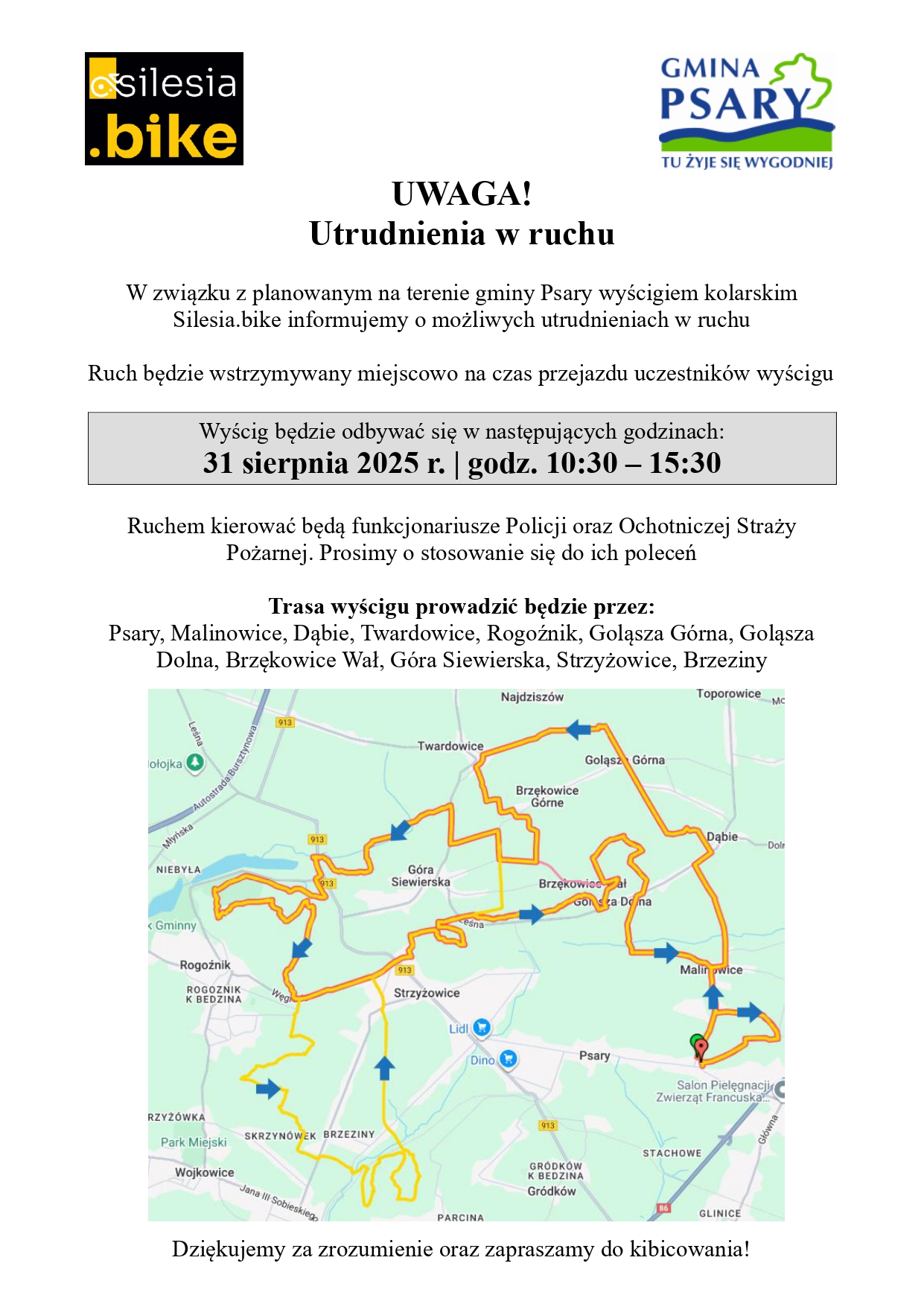 Utrudnienia w ruchu Psary 2025 page 0001